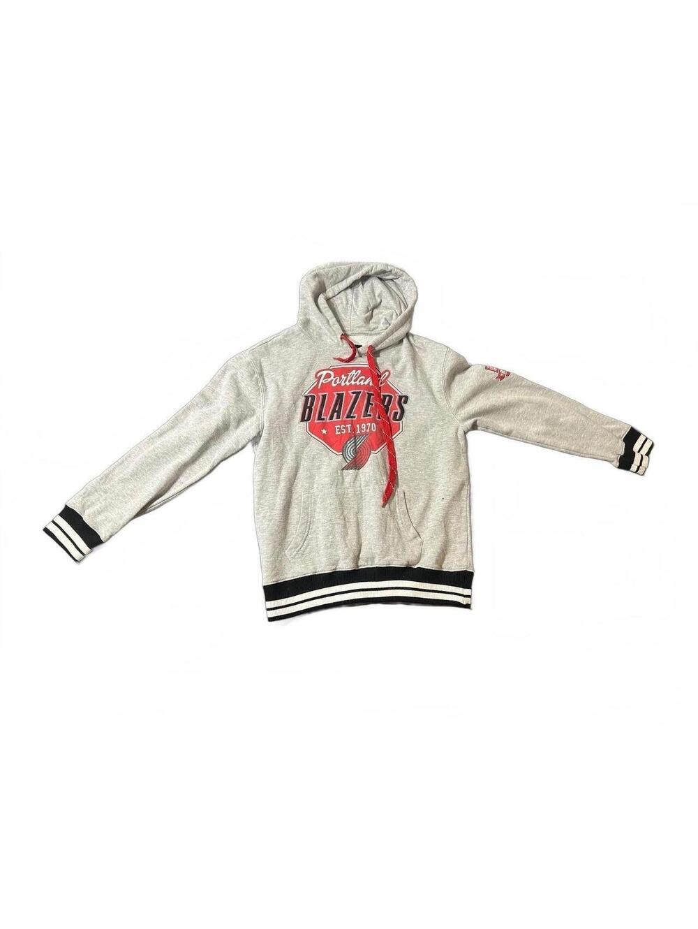 Portland Blazers NBA Hooded Sweatshirt Medium Gray with Red and Black Accents